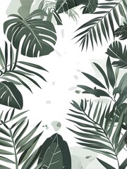 Obraz premium Collection of tropical leaves, foliage plant in green color with space background, AI generated