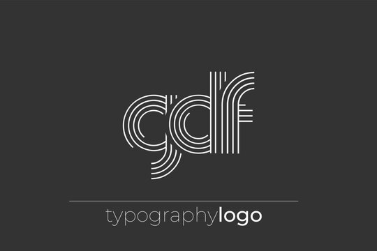 GDF modern geometric typography logo