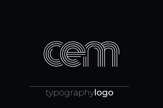 CEM modern geometric typography logo