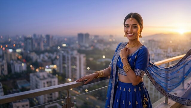 Navratri Fashion At Golden Hour - Modern Indian Woman