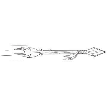 Flecha indigena Lineart preto e branco - Indigenous Arrow Lineart black and white