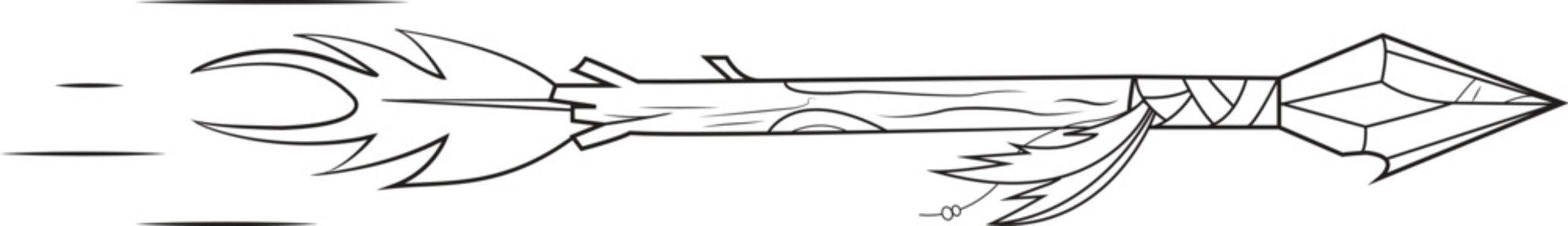 Flecha indigena Lineart preto e branco - Indigenous Arrow Lineart black and white