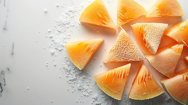 Sliced Cantaloupe on Marble Surface