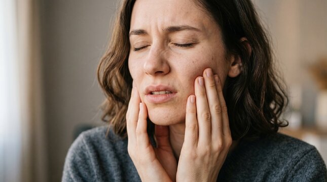 Young woman suffering from toothache
