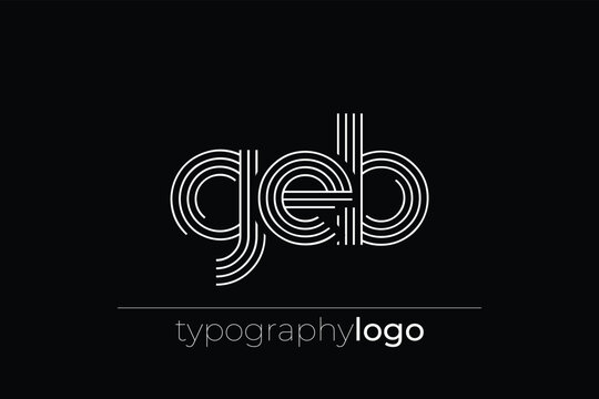 GEB modern geometric typography logo