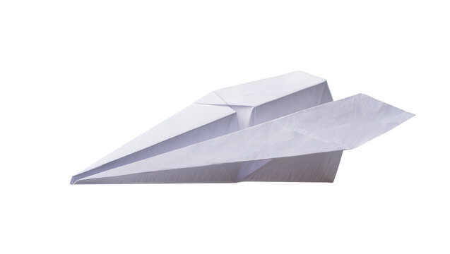 Isolated handmade classic paper airplane, symbol of childhood freedom and simple dreams