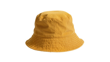 Isolated casual yellow bucket hat, a stylish fashion accessory with textured fabric detail © Francisco