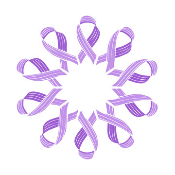 Purple awareness ribbon mandala illustration