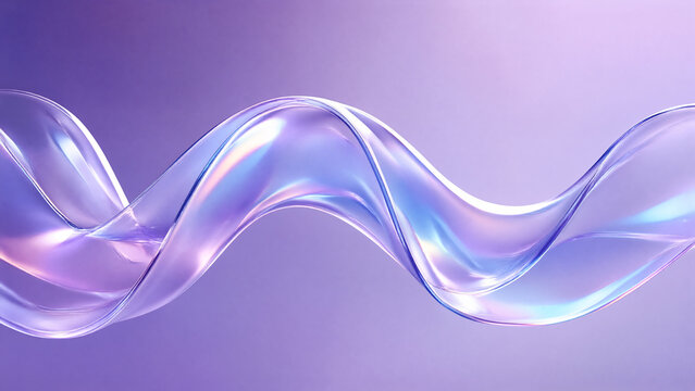 Abstract Iridescent Glass Wave on Purple Background