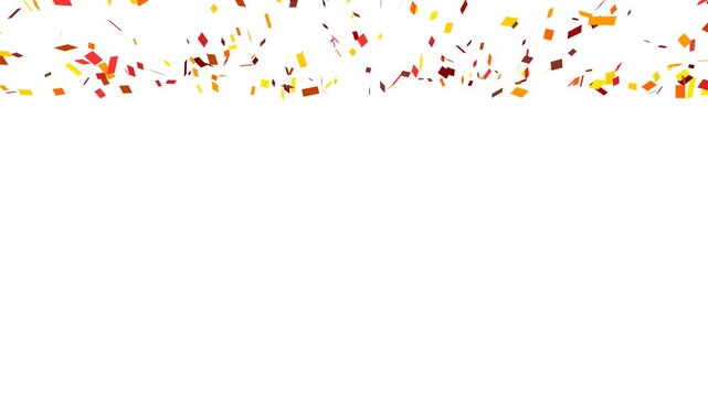 4K Slow Motion Confetti Burst Animation on Solid White Background, 3D Floating Party Elements