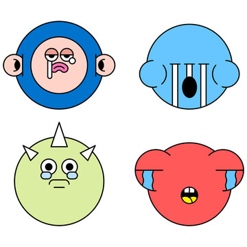 Mixed funky monster emoji stickers set transparent png