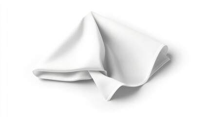 Naklejka premium A single white napkin folded in a simple triangle shape, isolated on a white background.