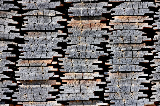 Stack of gray and old boards