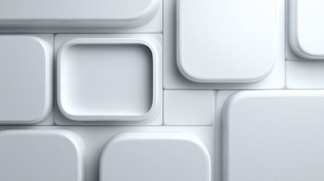 White, rounded square shapes in recessed layers, abstract architectural pattern