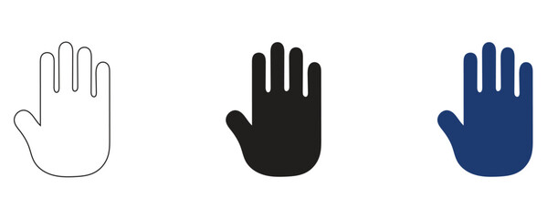 Fototapeta premium Stop Hand Gesture Icon Symbolizing User Control, Interaction and Communication Signal. Palm Pictogram for Touch Interface, Gesture Recognition and Hand-Based Interaction