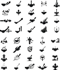 Fototapeta premium Set of flat design business and finance icons in black color