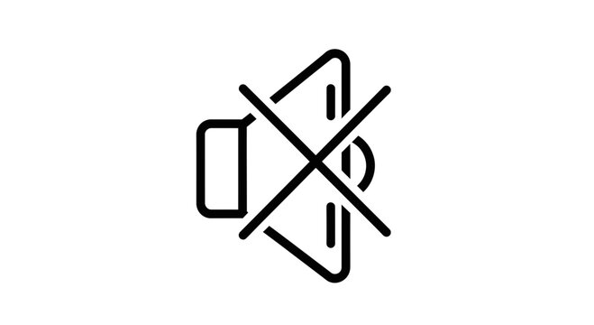Mute Icon, Speaker Symbol with a Cross, No Sound or Muted Audio Sign