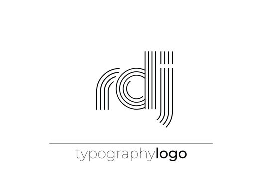 RDJ modern geometric typography logo