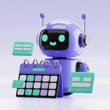 Premium 3D AI Scheduling Assistant Robot Managing Smart Planning Tasks