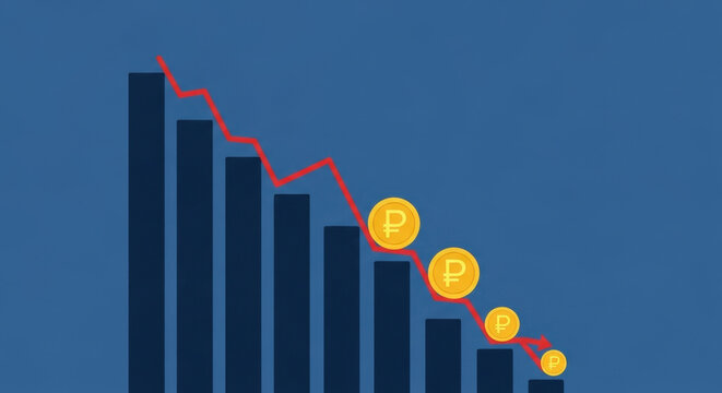 Ruble Currency Value Crisis Russia Economy Finance Rubles Decline Chart Recession Ruble Inflation Falling Decrease Investment Market Loss
