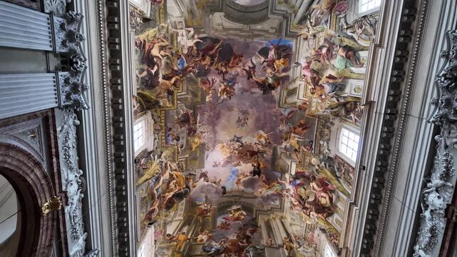 The magnificent ceiling fresco in Sant'Ignazio church