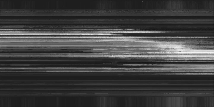 Static disturbance on a television screen, depicting a distorted visual signal with horizontal lines and a hazy, bright area in the center, evoking a sense of digital glitch or retro interference.