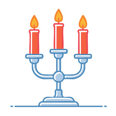 Fototapeta premium Flat design icon of a candlestick with three lit candles