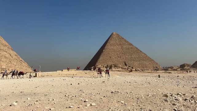 A view from the Giza Necropolis, where the pyramids are located, in the city of Giza, Egypt.