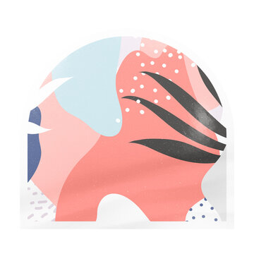 Aesthetic botanical memphis png arc badge sticker on transparent background