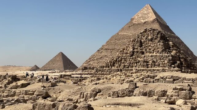 A view from the Giza Necropolis, where the pyramids are located, in the city of Giza, Egypt.