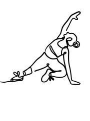 Fototapeta premium continuous line drawing, exercise time for yoga