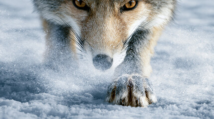 Fototapeta premium Wild Canine Emerging from Snow