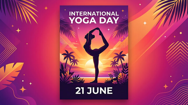 International yoga day creative artistic poster concept 21 june