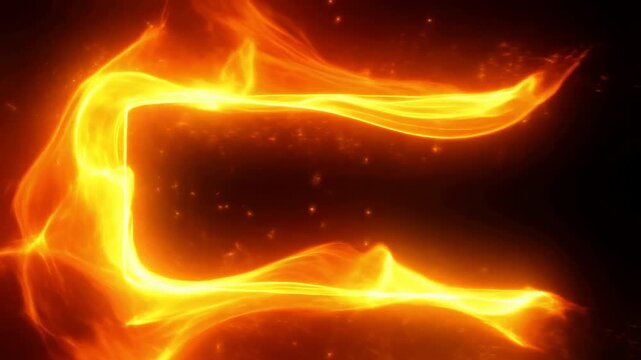 Fiery motion: glowing flames shaping a dynamic, flaming letter c