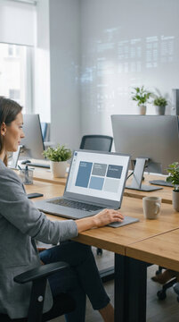 Office worker using invisible AI support at a shared desk