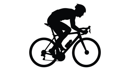 Fototapeta premium Cyclist on road bike silhouette against white background