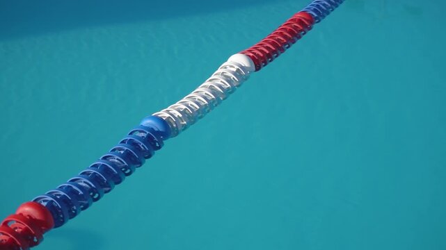 Separation color rope in the pool. Swimming pool for training