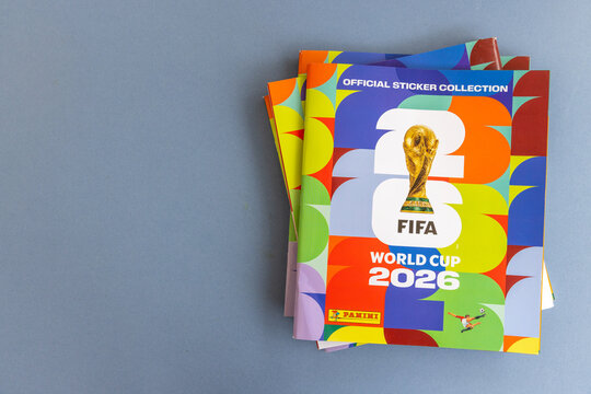LONDON, UK - JUNE 2nd 2026: The official Panini world cup soccer 2026 sticker book collectable album