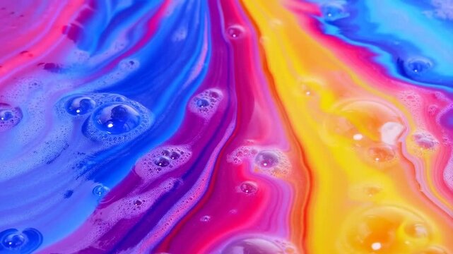 Vivid liquid colors swirl in mesmerizing rainbow pattern with dynamic movement