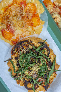 Tasty Flatbreads With Toppings From Local Market