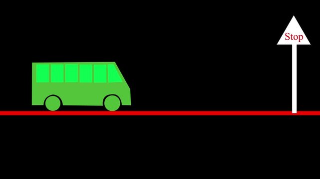 Animated bus white line icon. City transport animation. Urban traffic. Public vehicle. Travel services. Shaking vehicle, moving