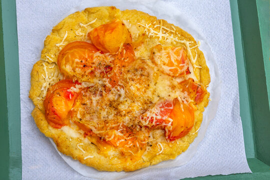 Delicious Dish With Cheese and Tomatoes on Tray