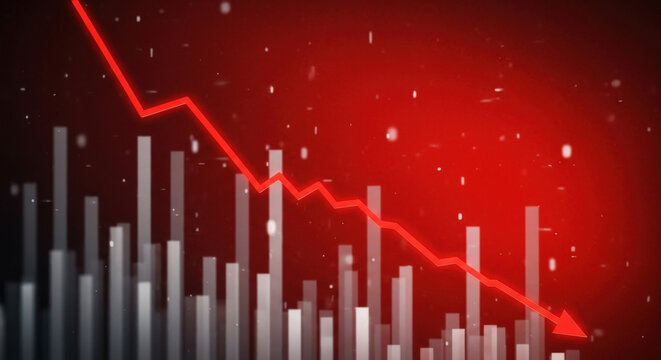 Stock Market Crash Crisis Downward Arrow Representing Financial Loss Recession Economic Decline Falling Shares Bear Market Investment Risk