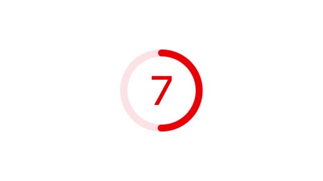 Loading Circle With Number countdown 15 to 0 On White Background eleven