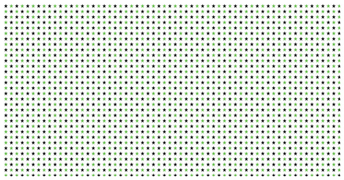 Black and green star pattern seamless texture with small celestial shapes arranged in dense repeating grid background.