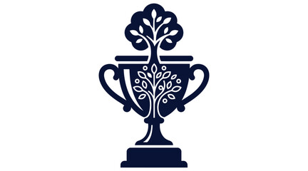 Fototapeta premium Trophy cup with tree growing from top achievement concept icon