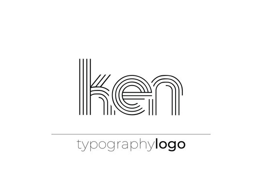 KEN modern geometric typography logo