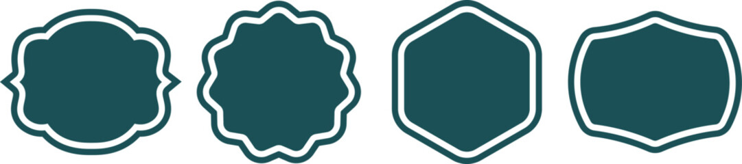 Fototapeta premium Collection of four dark green label shapes