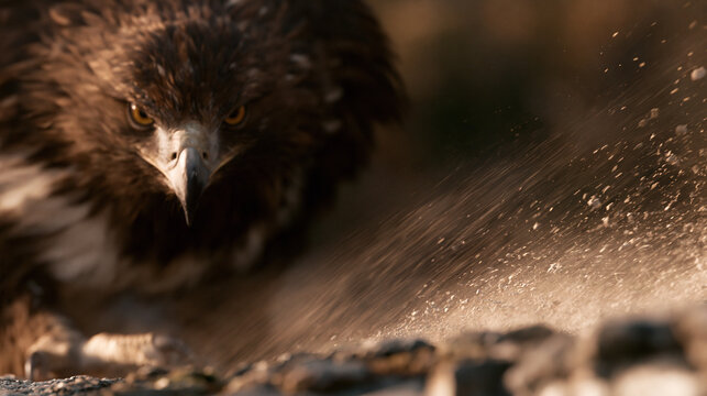Bird Bathing in Water Spray