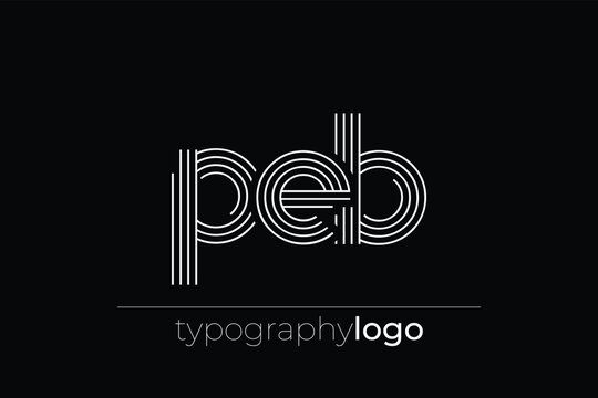 PEB modern geometric typography logo